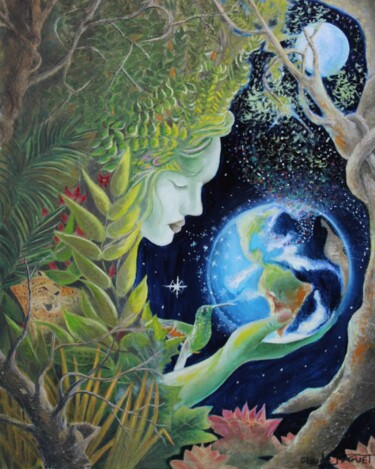 Peinture intitulée "Gaïa ✨ élément terre" par Claude Maguet, Œuvre d'art originale, Huile