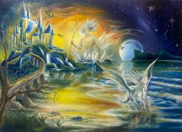 Картина под названием "Poseidon, l’invocat…" - Claude Maguet, Подлинное произведение искусства, Масло