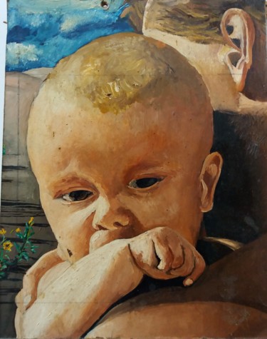Peinture intitulée "Père et fils" par Lubner, Œuvre d'art originale, Huile