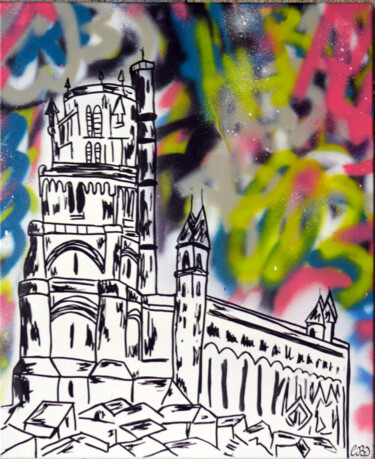 Painting titled "tag cathédrale" by Cobo, Original Artwork, Spray paint