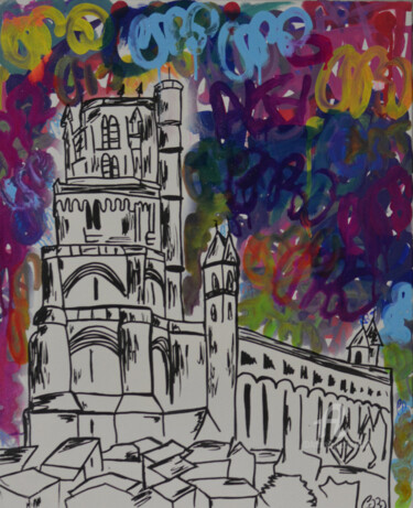 Painting titled "vandal cathédral" by Cobo, Original Artwork, Spray paint