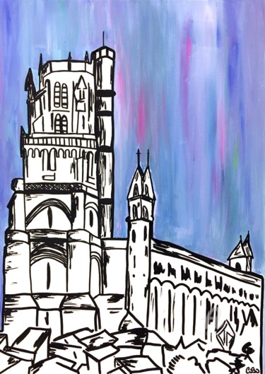 Painting titled "cathédrale by cObo" by Cobo, Original Artwork, Acrylic
