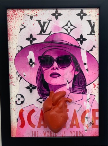 Collages titled "scarface" by Cobo, Original Artwork, Collages Mounted on Wood Panel
