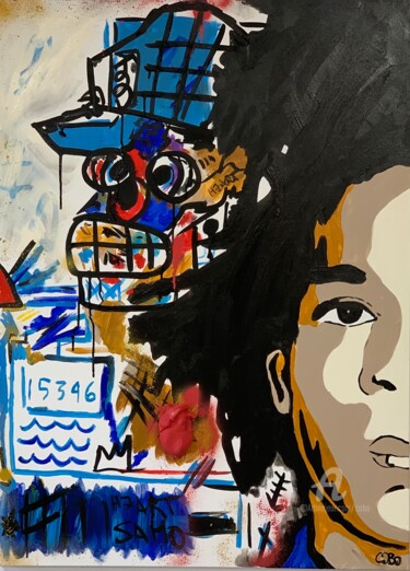 Painting titled "Basquiat by cobo" by Cobo, Original Artwork, Acrylic