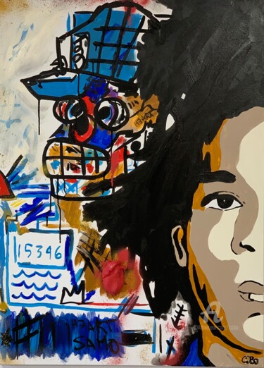 Peinture intitulée "Basquiat by cobo" par Cobo, Œuvre d'art originale, Acrylique