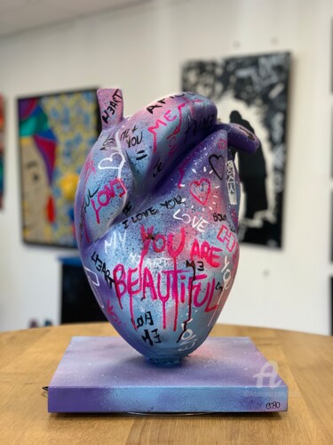 Sculpture titled "YOU ARE BEAUTIFUL" by Cobo, Original Artwork, Resin