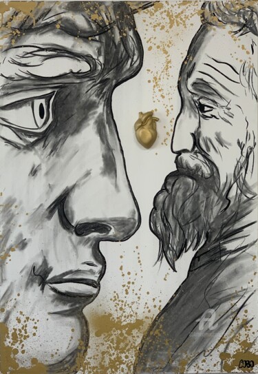 Картина под названием "Michel ange" - Cobo, Подлинное произведение искусства, Древесный уголь