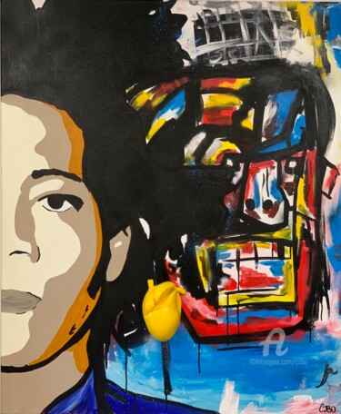 Peinture intitulée "Basquiat et son œuv…" par Cobo, Œuvre d'art originale, Acrylique