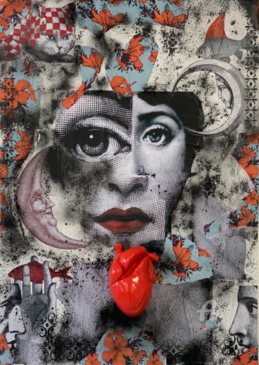 Collages titled "RED" by Cobo, Original Artwork, Collages