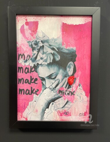 Collages intitolato "Frida PINK" da Cobo, Opera d'arte originale, Collages