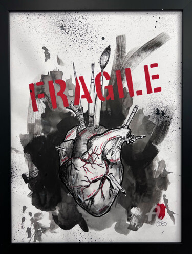 Drawing titled "Mon métier fragile" by Cobo, Original Artwork, Pencil