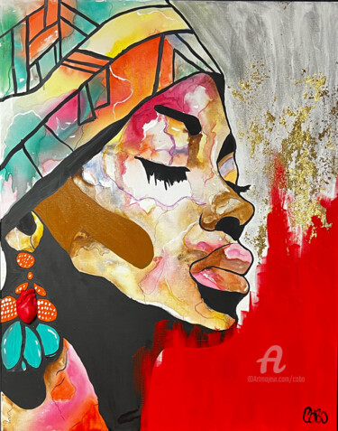 Painting titled "Women africa" by Cobo, Original Artwork, Acrylic