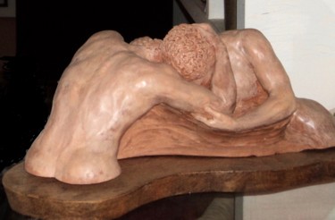 Sculpture intitulée "Lutteurs" par Cochet Jean-Louis, Œuvre d'art originale, Argile