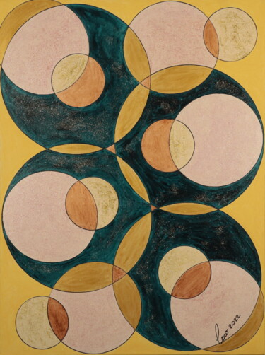 Painting titled "CIRCLES" by Coco, Original Artwork, Acrylic Mounted on Wood Stretcher frame