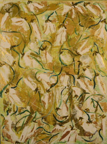 Pintura titulada "WHITE FLOWERS" por Coco, Obra de arte original, Acrílico Montado en Bastidor de camilla de madera
