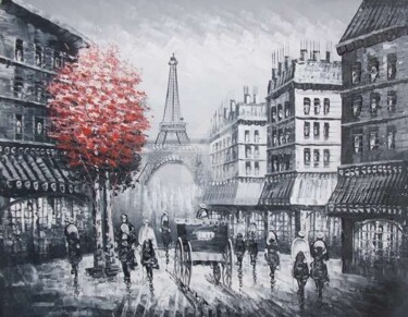 Painting titled "paris b&w" by Coco, Original Artwork, Oil