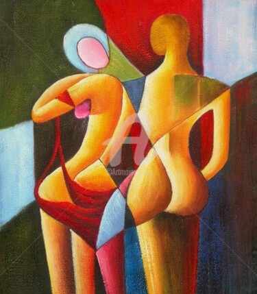 Pintura titulada "la rencontre" por Coco, Obra de arte original, Oleo