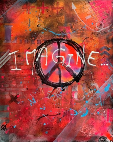 Painting titled "Imagine" by Corine Grumo, Original Artwork, Acrylic