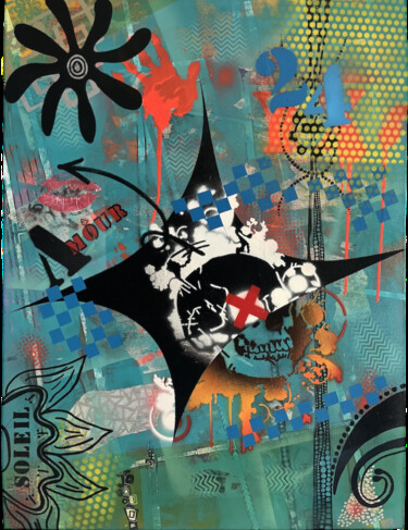 Картина под названием "No-skull" - Corine Grumo, Подлинное произведение искусства, Акрил Установлен на Деревянная рама для н…
