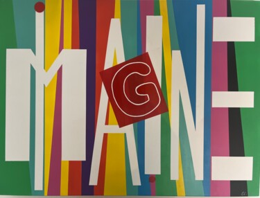 Painting titled "Imagine G" by Corine Grumo, Original Artwork, Acrylic Mounted on Wood Stretcher frame