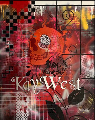 Painting titled "Kay West" by Corine Grumo, Original Artwork, Acrylic Mounted on Wood Stretcher frame