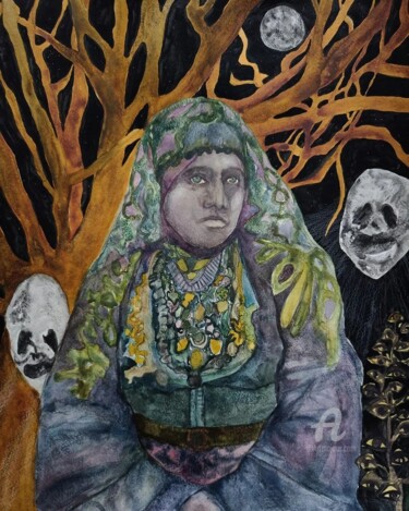 Pintura titulada "Bone Woman" por Coco Sanne Hassink, Obra de arte original, Acrílico