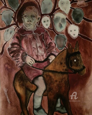 Painting titled "Family labyrinth" by Coco Sanne Hassink, Original Artwork, Watercolor