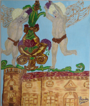 Ζωγραφική με τίτλο "mes-anges-gardiens.…" από Coco Sicart, Αυθεντικά έργα τέχνης, Λάδι