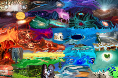 Grafika cyfrowa / sztuka generowana cyfrowo zatytułowany „La symphonie planét…” autorstwa Coco Sicart, Oryginalna praca, 2D…