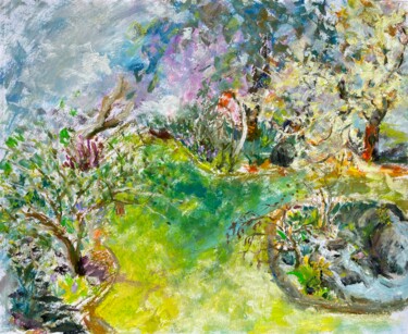 Painting titled "The garden in March" by Coco Tan, Original Artwork, Oil