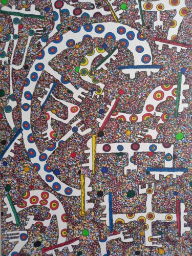 Peinture intitulée "Les Caméléons serpe…" par Coco Vewenda, Œuvre d'art originale, Encre