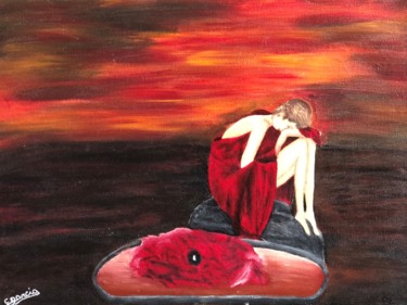 Painting titled "Une femme perdu dan…" by Corinne Garcia, Original Artwork, Acrylic