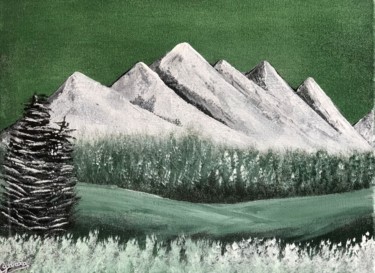 Painting titled "Montagne verte" by Corinne Garcia, Original Artwork, Acrylic