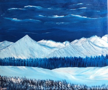 Painting titled "Montagne glacier" by Corinne Garcia, Original Artwork, Acrylic