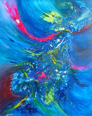 Peinture intitulée "Fosse océanique" par Corinne Garcia, Œuvre d'art originale, Acrylique