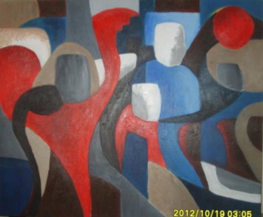 Peinture intitulée "HANDBALL" par Jacques Coeur, Œuvre d'art originale, Huile