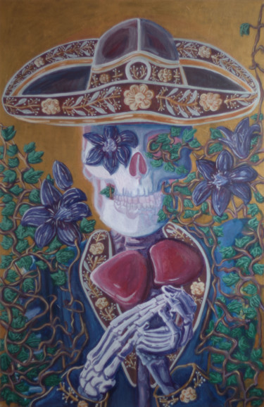 Painting titled "La mort applaudit" by Mathilde Cognard, Original Artwork, Acrylic