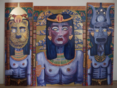 Pittura intitolato "Sans fard, Sekhmet,…" da Mathilde Cognard, Opera d'arte originale, Acrilico