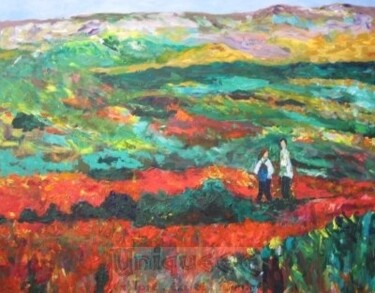 Painting titled "A Couple In A Field…" by Cohen, Original Artwork, Oil