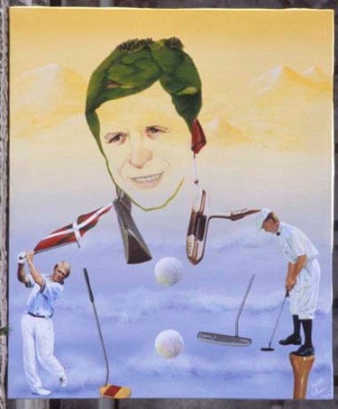 Peinture intitulée "le golf" par Isabelle Cohier, Œuvre d'art originale, Huile
