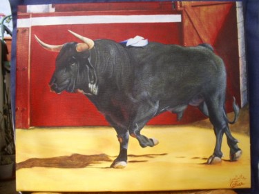 Peinture intitulée "taureau" par Isabelle Cohier, Œuvre d'art originale