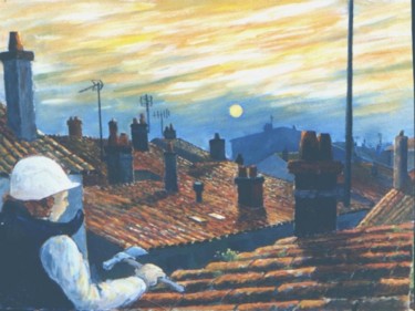 Peinture intitulée "La couvreuse" par Cojac, Œuvre d'art originale