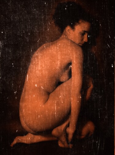 Photographie intitulée "Nu - «étude en roug…" par Cojan, Œuvre d'art originale, Photographie argentique