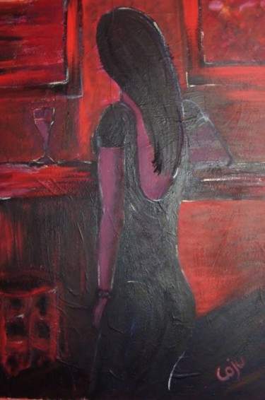 Peinture intitulée "bar à vin" par Coju, Œuvre d'art originale, Huile