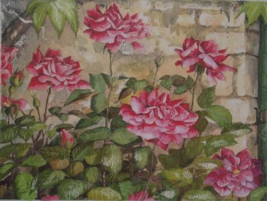 Peinture intitulée "Roses de l'île de Ré" par Colette Bon, Œuvre d'art originale, Aquarelle
