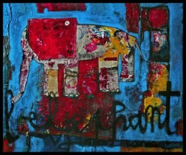 Peinture intitulée "L'éléphant" par Colette Deyme, Œuvre d'art originale
