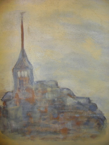 Painting titled "Le Mont Saint-Michel" by Colette Jotterand-Vetter, Original Artwork, Acrylic