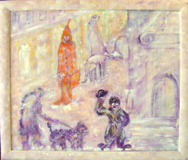 Painting titled "l'hiver en ville" by Colette Jotterand-Vetter, Original Artwork, Acrylic
