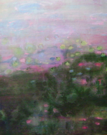 Painting titled "paysage de printemps" by Colette Jotterand-Vetter, Original Artwork, Acrylic