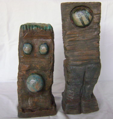 Sculpture intitulée "Le couple" par Colette Jotterand-Vetter, Œuvre d'art originale, Terre cuite